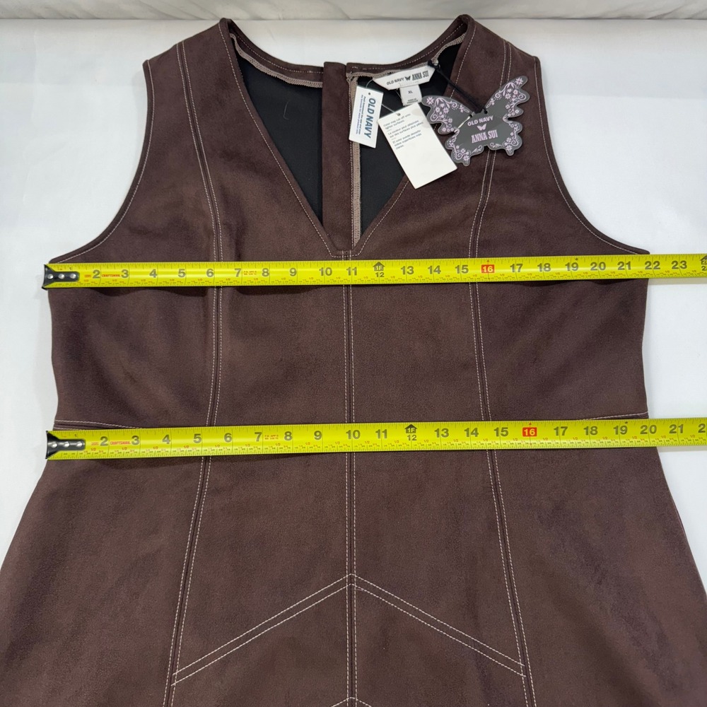 NEW Old Navy x Anna Sui‎ Vegan Suede Mini Dress Women XL Brown - Picture 12 of 16